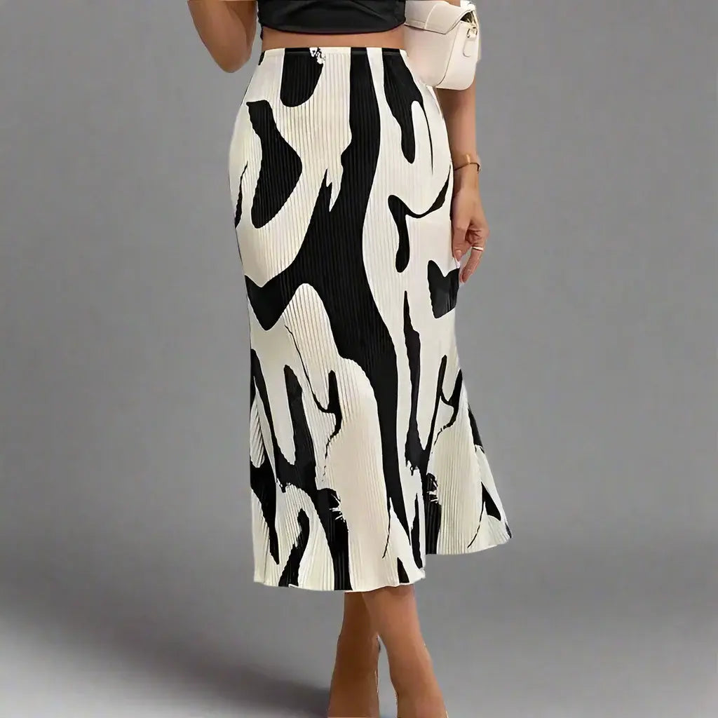 Abstract Flow Midi Skirt