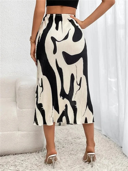 Abstract Flow Midi Skirt