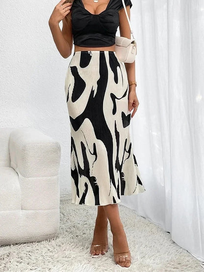 Abstract Flow Midi Skirt