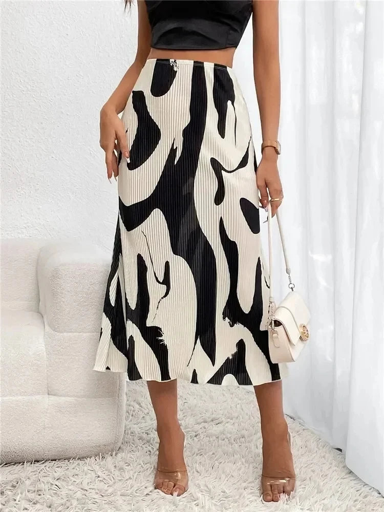 Abstract Flow Midi Skirt