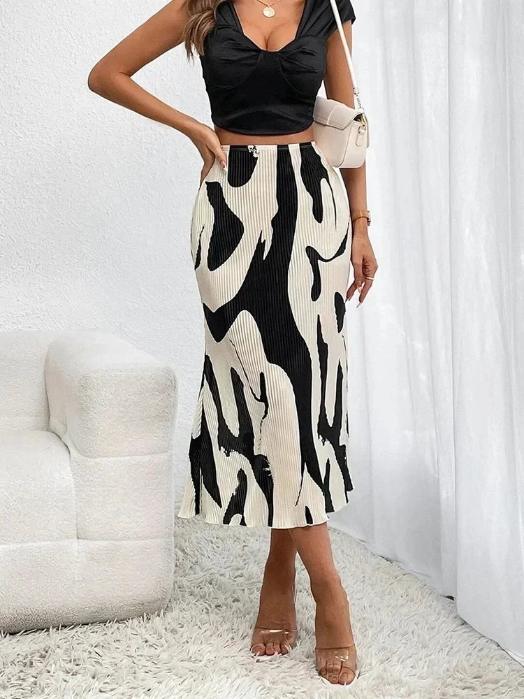 Abstract Flow Midi Skirt