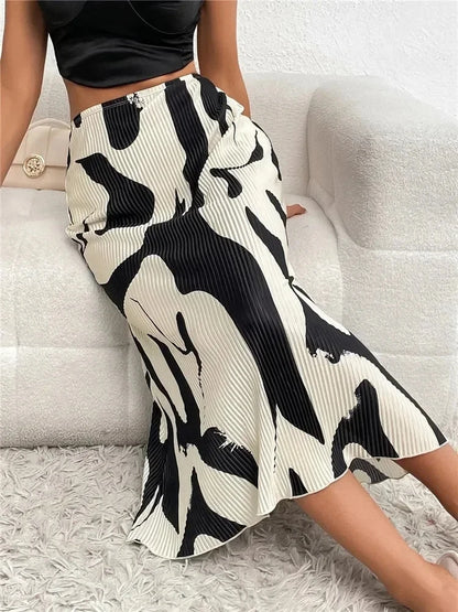 Abstract Flow Midi Skirt