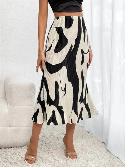 Abstract Flow Midi Skirt